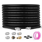 Pressure Washer Hose 100FT 1/4" Kink Free Brass Thread Replacement for Most Pressure Washers 3/4" Bending Radius 4200 PSI Heavy Duty Extension Spray Nozzle